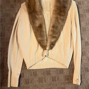 Bernard Altman Cashmere Sweater with Fur Collar